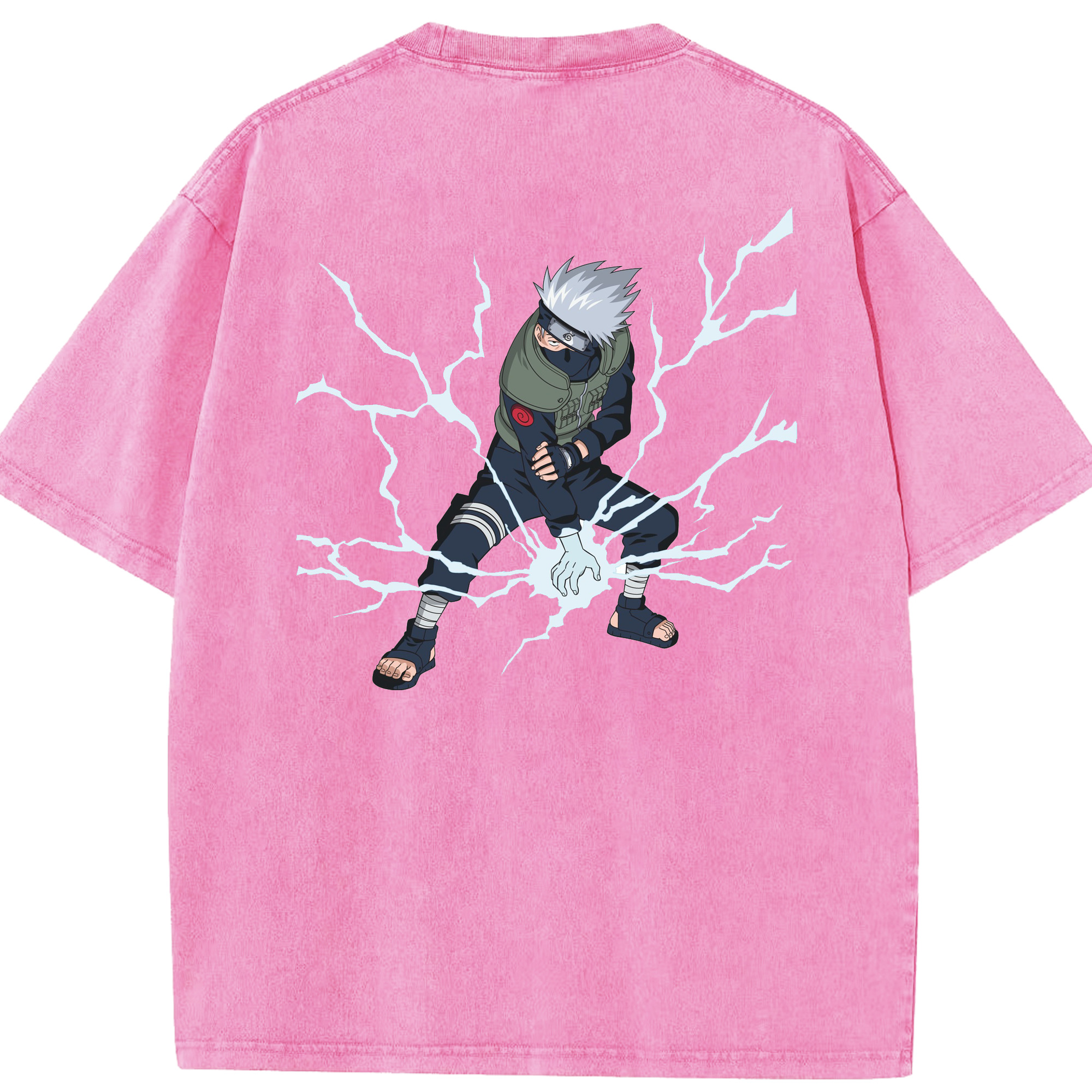 （画像用） NARUTO -ナルト- はたけ カカシ Hatake Kakashi 綿100% ヴィンテージ風 半袖Tシャツ（背面プリント）
